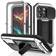thumbnail image 1 of Feishell Cover for iPhone 16 Pro Max Case Heavy Dustproof Shockproof Dropproof Military Grade Rugged Durable Aluminum Metal Case with Kickstand Screen Protector Full Body Cover, Silver, 1 of 7