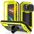 thumbnail image 1 of Feishell Cover for iPhone 16 Pro Max Case Heavy Dustproof Shockproof Dropproof Military Grade Rugged Durable Aluminum Metal Case with Kickstand Screen Protector Full Body Cover, Yellow, 1 of 7