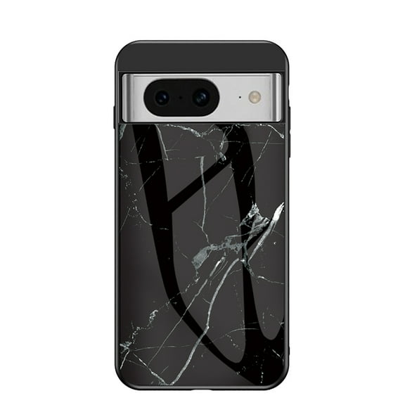 Feishell Creative Marble Pattern Tempered Glass Phone Case for Google Pixel 8, for Women Men, Shockproof Anti-Scratch Ultra Thin Lightweight Protective Case for Google Pixel 8,D