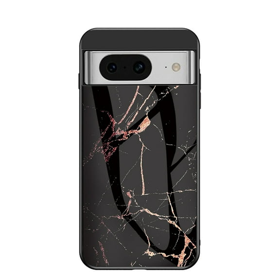 Feishell Creative Marble Pattern Tempered Glass Phone Case for Google Pixel 8A, for Women Men, Shockproof Anti-Scratch Ultra Thin Lightweight Protective Case for Google Pixel 8A,F