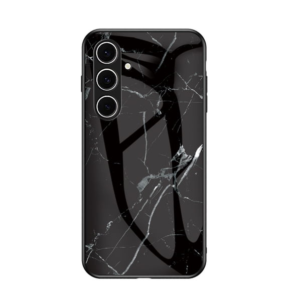 Feishell Creative Marble Pattern Tempered Glass Phone Case for Samsung Galaxy S24 FE, for Women Men, Shockproof Anti-Scratch Ultra Thin Lightweight Protective Case for Samsung Galaxy S24 FE,D