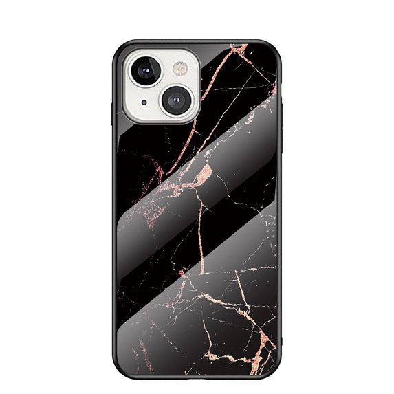 Feishell Creative Marble Pattern Tempered Glass Phone Case for iPhone 13 mini, for Women Men, Shockproof Anti-Scratch Ultra Thin Lightweight Protective Case for iPhone 13 mini,F