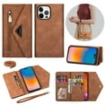 thumbnail image 1 of Feishell Crossbody Bag Wallet Case for iPhone 13 Pro Max,for Women Men,Luxury PU Leather Zipper Pocket Magnetic Buckle Flip Stand Card Slots Purse Phone Case with Shoulder & Wrist Strap,Brown, 1 of 13