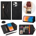 thumbnail image 1 of Feishell Crossbody Bag Wallet Case for iPhone 13 Pro,for Women Men,Luxury PU Leather Zipper Pocket Magnetic Buckle Flip Stand Card Slots Purse Phone Case with Shoulder & Wrist Strap,Black, 1 of 14