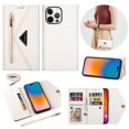 thumbnail image 1 of Feishell Crossbody Bag Wallet Case for iPhone 13 Pro,for Women Men,Luxury PU Leather Zipper Pocket Magnetic Buckle Flip Stand Card Slots Purse Phone Case with Shoulder & Wrist Strap,White, 1 of 14