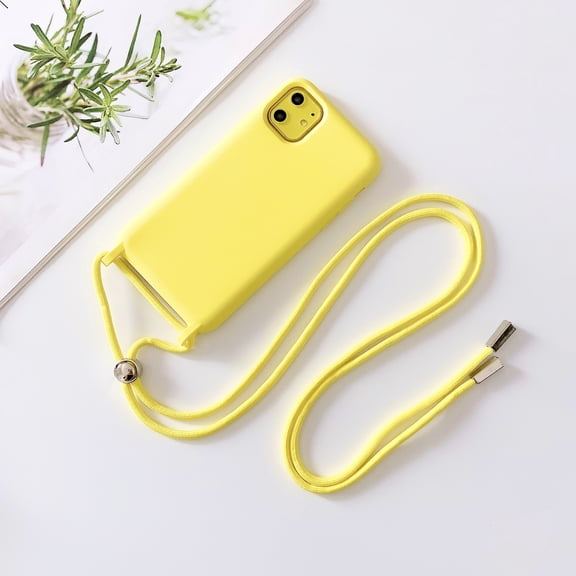 Feishell Crossbody Lanyard Case for iPhone 12 mini,Adjustable Strap Shockproof Drop Protection Soft Flexible Silicone Cover Shockproof Protective Phone Case Cover for Women Men,Yellow