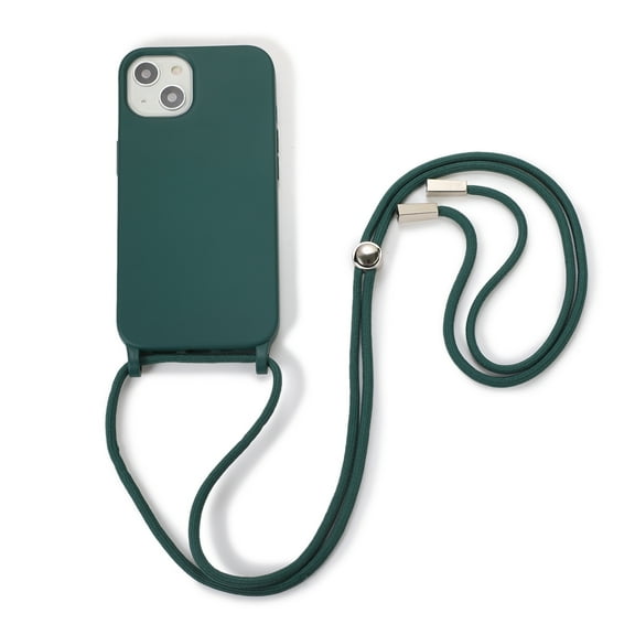 Feishell Crossbody Lanyard Case for iPhone 13 mini,Adjustable Strap Shockproof Drop Protection Soft Flexible Silicone Cover Shockproof Protective Phone Case Cover for Women Men,Darkgreen