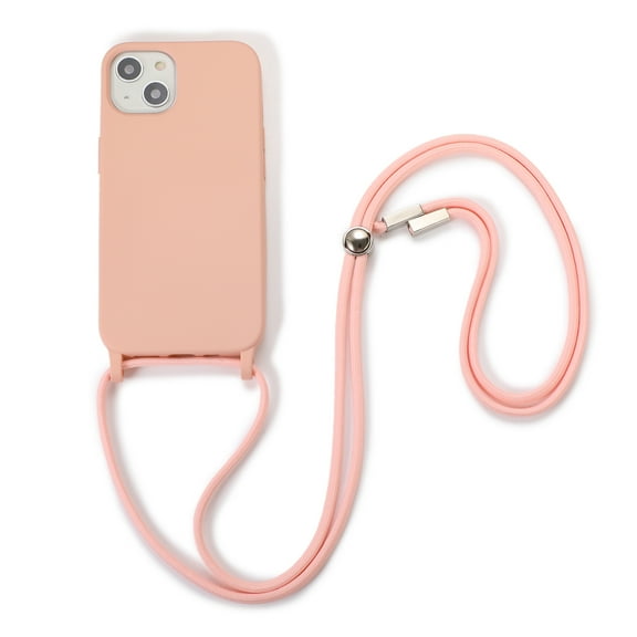 Feishell Crossbody Lanyard Case for iPhone 15 Plus,Adjustable Strap Shockproof Drop Protection Soft Flexible Silicone Cover Shockproof Protective Phone Case Cover for Women Men,Pink