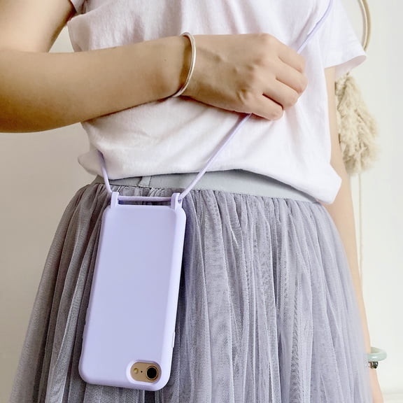 Feishell Crossbody Lanyard Case for iPhone 7/8/SE 2020/SE 2022,Adjustable Strap Shockproof Drop Protection Soft Flexible Silicone Cover Shockproof Protective Phone Case Cover for Women Men,Purple