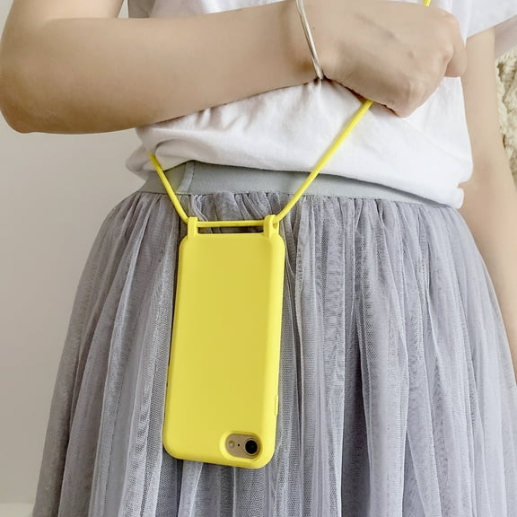 Feishell Crossbody Lanyard Case for iPhone 7/8/SE 2020/SE 2022,Adjustable Strap Shockproof Drop Protection Soft Flexible Silicone Cover Shockproof Protective Phone Case Cover for Women Men,Yellow