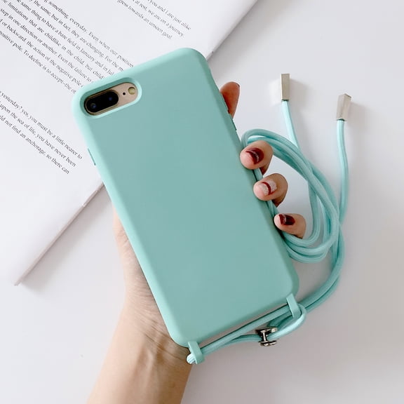 Feishell Crossbody Lanyard Case for iPhone 8 Plus/7 Plus,Adjustable Strap Shockproof Drop Protection Soft Flexible Silicone Cover Shockproof Protective Phone Case Cover for Women Men,Mint