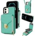 thumbnail image 1 of Feishell Crossbody Wallet Case for Apple iPhone 11,with Detachable Shoulder Strap,Premium PU Leather Metal Snap Zipper Pocket Credit Card Holder Kickstand Phone Case for Women Men,Mint, 1 of 9