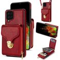 thumbnail image 1 of Feishell Crossbody Wallet Case for Samsung Galaxy A12 5G,with Detachable Shoulder Strap,Premium PU Leather Metal Snap Zipper Pocket Credit Card Holder Kickstand Phone Case for Women Men,Red, 1 of 10