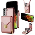 thumbnail image 1 of Feishell Crossbody Wallet Case for Samsung Galaxy S21 FE,with Detachable Shoulder Strap,Premium PU Leather Metal Snap Zipper Pocket Credit Card Holder Kickstand Phone Case for Women Men,Rosegold, 1 of 17