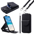 thumbnail image 1 of Feishell Crossbody Wallet Case for Samsung Galaxy S21 Plus,Durable PU Leather Vertical Flip Kickstand Magnetic Button Credit Card Slots Handbag Phone Case with Wrist & Shoulder Strap,Black, 1 of 13