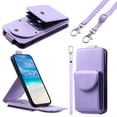 thumbnail image 1 of Feishell Crossbody Wallet Case for Samsung Galaxy S25 Ultra,Durable PU Leather Vertical Flip Kickstand Magnetic Button Credit Card Slots Handbag Phone Case with Wrist & Shoulder Strap,Purple, 1 of 1