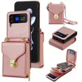 thumbnail image 1 of Feishell Crossbody Wallet Case for Samsung Galaxy Z Flip4,with Detachable Shoulder Strap,Premium PU Leather Metal Snap Zipper Pocket Credit Card Holder Phone Case for Women Men,Rosegold, 1 of 6