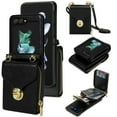 thumbnail image 1 of Feishell Crossbody Wallet Case for Samsung Galaxy Z Flip5,with Detachable Shoulder Strap,Premium PU Leather Metal Snap Zipper Pocket Credit Card Holder Phone Case for Women Men,Black, 1 of 6