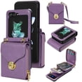 thumbnail image 1 of Feishell Crossbody Wallet Case for Samsung Galaxy Z Flip5,with Detachable Shoulder Strap,Premium PU Leather Metal Snap Zipper Pocket Credit Card Holder Phone Case for Women Men,Purple, 1 of 6