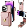 thumbnail image 1 of Feishell Crossbody Wallet Case for iPhone 15 Pro Max,with Detachable Shoulder Strap,Premium PU Leather Metal Snap Zipper Pocket Credit Card Holder Kickstand Phone Case for Women Men,Rosegold, 1 of 8