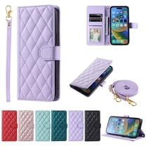 Feishell Crossbody Wallet Case for iPhone 17 Pro Max,with Detachable Wrist & Shoulder Strap,Luxury PU Leather Magnetic Clasp Card Holder Purse Flip Kickstand Phone Case for Women Men,Purple