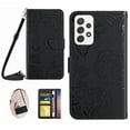 thumbnail image 1 of Feishell Crossbody Wallet Cover for Samsung Galaxy A23 4G,Flower & Butterfly Embossed Pattern PU Leather Magnetic Flip Stand Card Slots Shockproof Phone Case with Shoulder & Wrist Strap,Black, 1 of 11