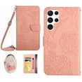 thumbnail image 1 of Feishell Crossbody Wallet Cover for Samsung Galaxy S25 Ultra,Flower & Butterfly Embossed Pattern PU Leather Magnetic Flip Stand Card Slots Shockproof Phone Case with Shoulder & Wrist Strap,Pink, 1 of 13