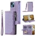 thumbnail image 1 of Feishell Crossbody Wallet Phone Case for Apple iPhone 13,Luxury PU Leather Magnetic Buckle Zipper Pocket Card Slots Flip Stand Protective Cover with Hand Strap & Shoulder Strap,Purple, 1 of 12