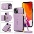 thumbnail image 1 of Feishell Crossbody Wallet Phone Case for Apple iPhone 14 Plus with Removable Shoulder Strap,for Women Girls,Magnetic Clasp Credit Card Slots PU Leather Kickstand Shockproof Phone Case,Purple, 1 of 10