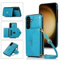 Feishell Crossbody Wallet Phone Case for Samsung Galaxy A36 5G with Removable Shoulder Strap,for Women Girls,Magnetic Clasp Credit Card Slots PU Leather Kickstand Shockproof Phone Case,Blue