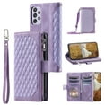 thumbnail image 1 of Feishell Crossbody Wallet Phone Case for Samsung Galaxy A52 4G/5G,Luxury PU Leather Magnetic Buckle Zipper Pocket Card Slots Flip Stand Protective Cover with Hand Strap & Shoulder Strap,Purple, 1 of 14