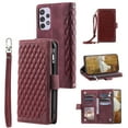 thumbnail image 1 of Feishell Crossbody Wallet Phone Case for Samsung Galaxy A52 4G/5G,Luxury PU Leather Magnetic Buckle Zipper Pocket Card Slots Flip Stand Protective Cover with Hand Strap & Shoulder Strap,Winered, 1 of 15