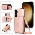thumbnail image 1 of Feishell Crossbody Wallet Phone Case for Samsung Galaxy S24 with Removable Shoulder Strap,for Women Girls,Magnetic Clasp Credit Card Slots PU Leather Kickstand Shockproof Phone Case,Rosegold, 1 of 9