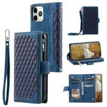 Feishell Crossbody Wallet Phone Case for iPhone 11 Pro,Luxury PU Leather Magnetic Buckle Zipper Pocket Card Slots Flip Stand Protective Cover with Hand Strap & Shoulder Strap,Blue