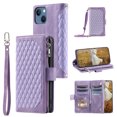 thumbnail image 1 of Feishell Crossbody Wallet Phone Case for iPhone 13 mini,Luxury PU Leather Magnetic Buckle Zipper Pocket Card Slots Flip Stand Protective Cover with Hand Strap & Shoulder Strap,Purple, 1 of 13