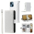 thumbnail image 1 of Feishell Crossbody Wallet Phone Case for iPhone 13 mini,Luxury PU Leather Magnetic Buckle Zipper Pocket Card Slots Flip Stand Protective Cover with Hand Strap & Shoulder Strap,White, 1 of 14