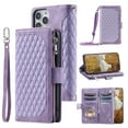 thumbnail image 1 of Feishell Crossbody Wallet Phone Case for iPhone 16,Luxury PU Leather Magnetic Buckle Zipper Pocket Card Slots Flip Stand Protective Cover with Hand Strap & Shoulder Strap,Purple, 1 of 14
