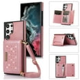 thumbnail image 1 of Feishell Crossbody Wallet Women Case for Samsung S22 Ultra, Credit Card Holder Phone Case with Strap,PU Leather Purse with Lanyard Bling Flip Cover for Samsung Galaxy S22 Ultra, Pink, 1 of 10