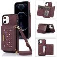 thumbnail image 1 of Feishell Crossbody Wallet Women Case for iPhone 11,[RFID Blocking] Credit Card Holder Phone Case with Strap,PU Leather Purse with Lanyard Bling Flip Cover For iPhone 11, Wine Red, 1 of 10