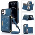 thumbnail image 1 of Feishell Crossbody Wallet Women Case for iPhone 12 mini,[RFID Blocking] Credit Card Holder Phone Case with Strap,PU Leather Purse with Lanyard Bling Flip Cover For iPhone 12 mini, Blue, 1 of 10