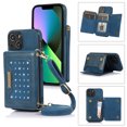 thumbnail image 1 of Feishell Crossbody Wallet Women Case for iPhone 13,[RFID Blocking] Credit Card Holder Phone Case with Strap,PU Leather Purse with Lanyard Bling Flip Cover For iPhone 13, Blue, 1 of 10