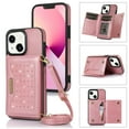 thumbnail image 1 of Feishell Crossbody Wallet Women Case for iPhone 14,[RFID Blocking] Credit Card Holder Phone Case with Strap,PU Leather Purse with Lanyard Bling Flip Cover For iPhone 14, Pink, 1 of 10