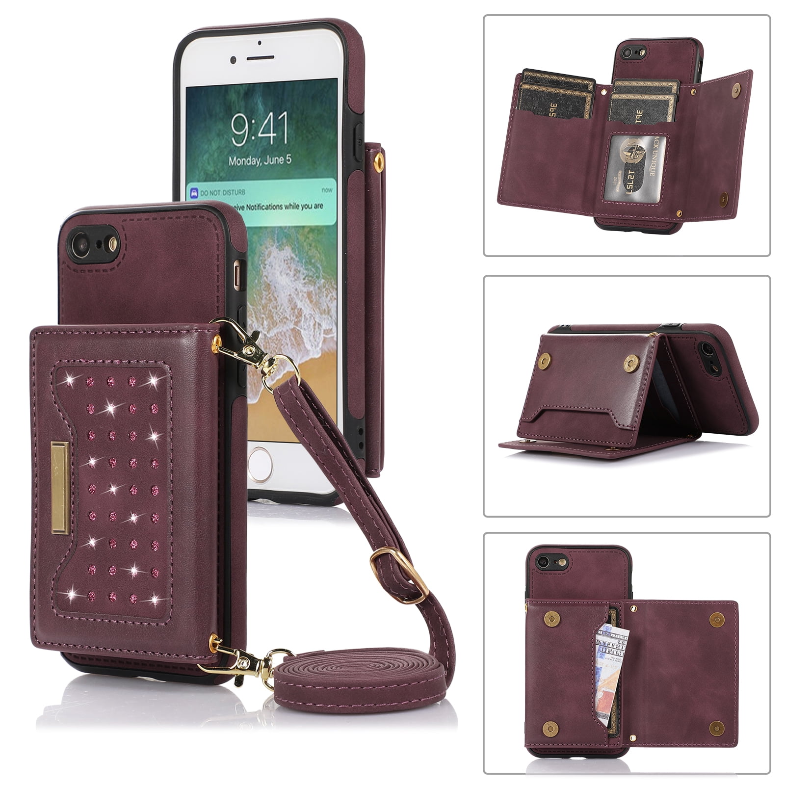 iPhone 6 Wallet Phone Case with Wrist Strap by Ed Hicks, Shockproof,  Genuine Leather
