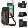 thumbnail image 1 of Feishell Crossbody Wallet Women Case for iPhone 7, iPhone 8, iPhone SE 2020,[RFID Blocking] Credit Card Holder Phone Case with Strap,PU Leather Purse with Lanyard Bling Flip Cover, Black, 1 of 10