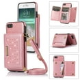 thumbnail image 1 of Feishell Crossbody Wallet Women Case for iPhone 7, iPhone 8, iPhone SE 2020,[RFID Blocking] Credit Card Holder Phone Case with Strap,PU Leather Purse with Lanyard Bling Flip Cover, Pink, 1 of 10