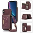 thumbnail image 1 of Feishell Crossbody Wallet Women Case for iPhone XS Max,[RFID Blocking] Credit Card Holder Phone Case with Strap,PU Leather Purse with Lanyard Bling Flip Cover For iPhone XS Max, Wine Red, 1 of 10