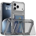 thumbnail image 1 of Feishell Crystal Clear Wallet Case for iPhone 17 Pro Max Case with Credit Card Holder & Kickstand, Shockproof Transparent Anti-yellowing Hard PC Back & Soft TPU Edge Non-slip Phone Case,Black, 1 of 6