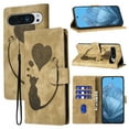 thumbnail image 1 of Feishell Cute Case for Google Pixel 9 / 9 Pro Wallet,Magnetic Flip Case Credit Card Slots,Embossed Cat Love Heart,Premium Retro PU Leather, RFID Blocking & Wrist Strap & Kickstand Phone Case,Beige, 1 of 12