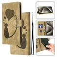 thumbnail image 1 of Feishell Cute Case for iPhone 11 Wallet,Magnetic Flip Case Credit Card Slots,Embossed Cat Love Heart,Premium Retro PU Leather, RFID Blocking & Wrist Strap & Kickstand Phone Case,Beige, 1 of 11