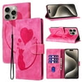 thumbnail image 1 of Feishell Cute Case for iPhone 15 Pro Wallet,Magnetic Flip Case Credit Card Slots,Embossed Cat Love Heart,Premium Retro PU Leather, RFID Blocking & Wrist Strap & Kickstand Phone Case,Rose, 1 of 10
